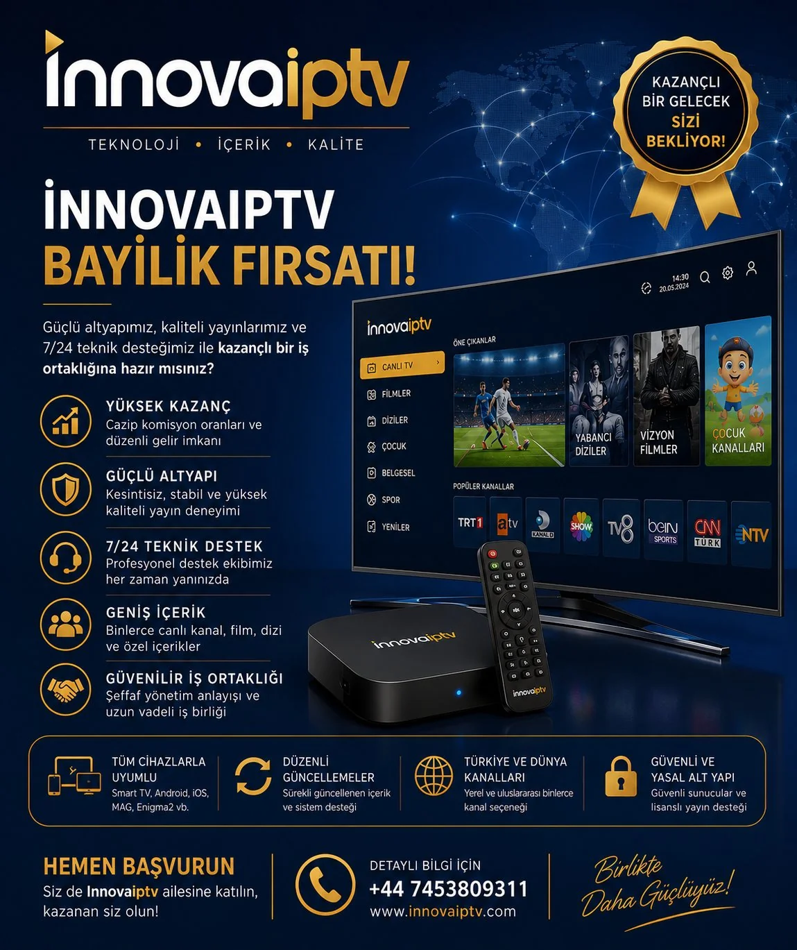 İnnova Premium IPTV Bayilik Fırsatı - Yüksek Kazanç